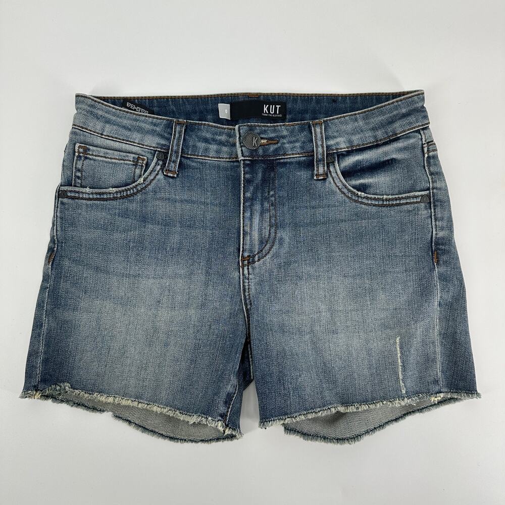 KUT From the Cloth Gidget Fray Shorts 5 Pocket Distressed Quality Denim Womens 0